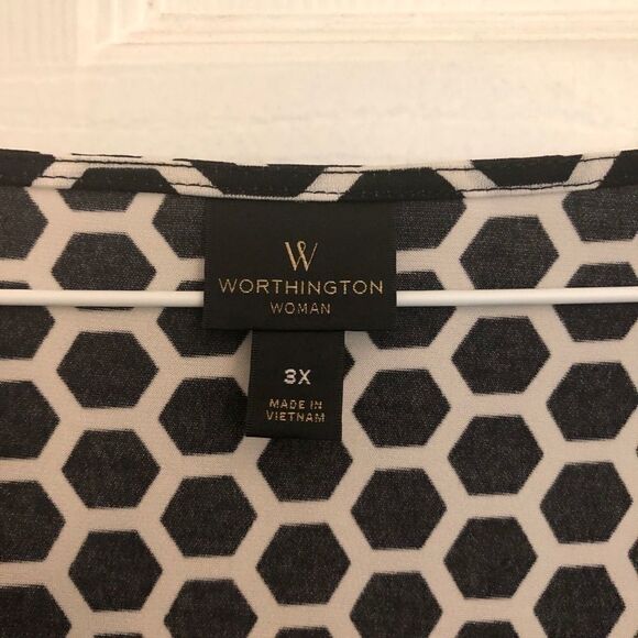 3 for $20 WORTHINGTON Black/White Poly Blouse 3X - Picture 5 of 7